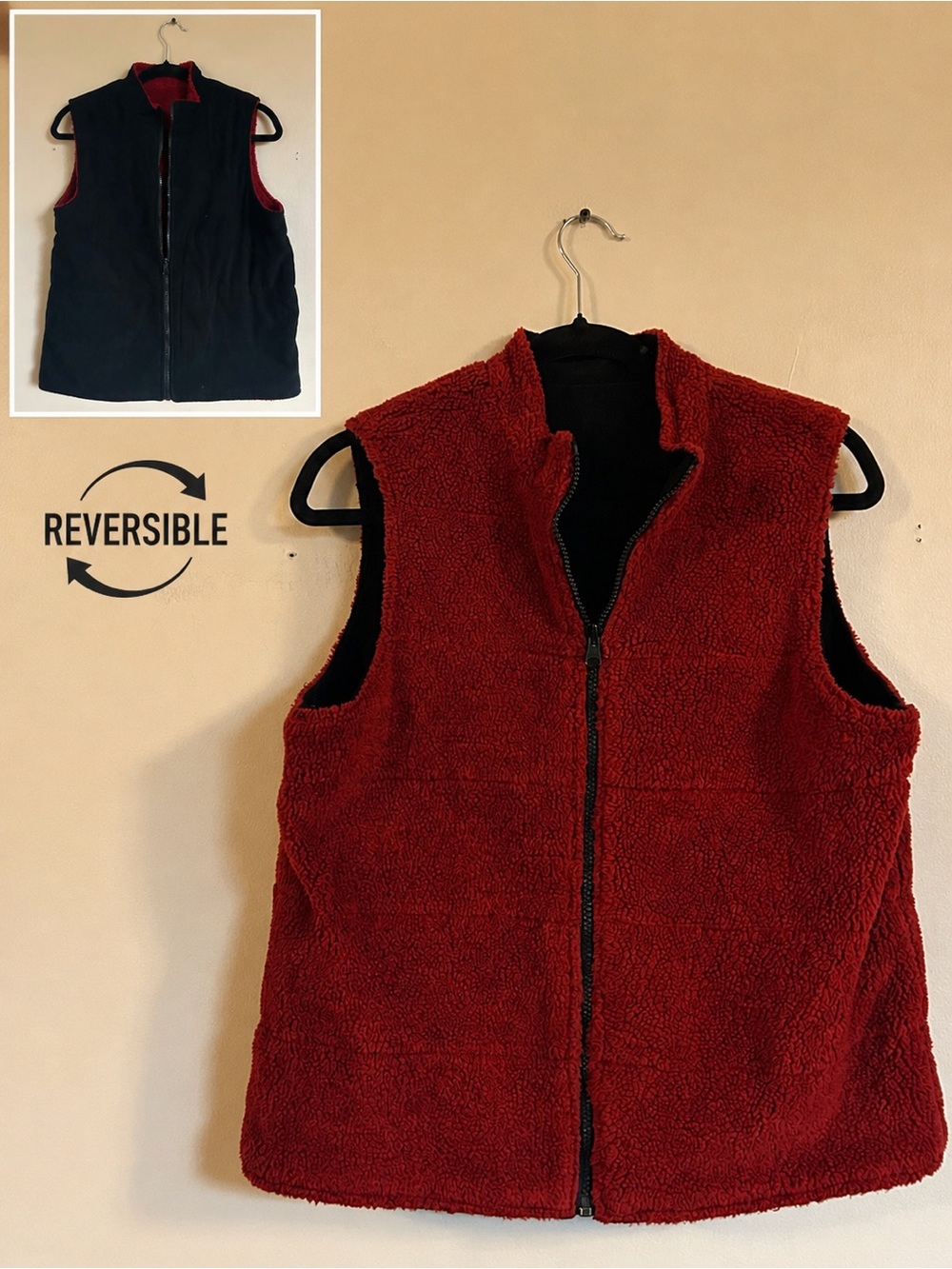 Reversible Red Sherpa Vest